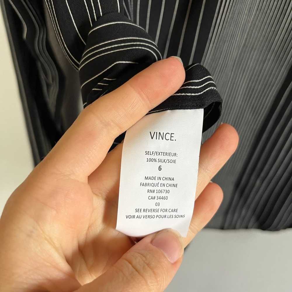 [Vince] Striped Silk Sheer Flowy Blouse- Black an… - image 10