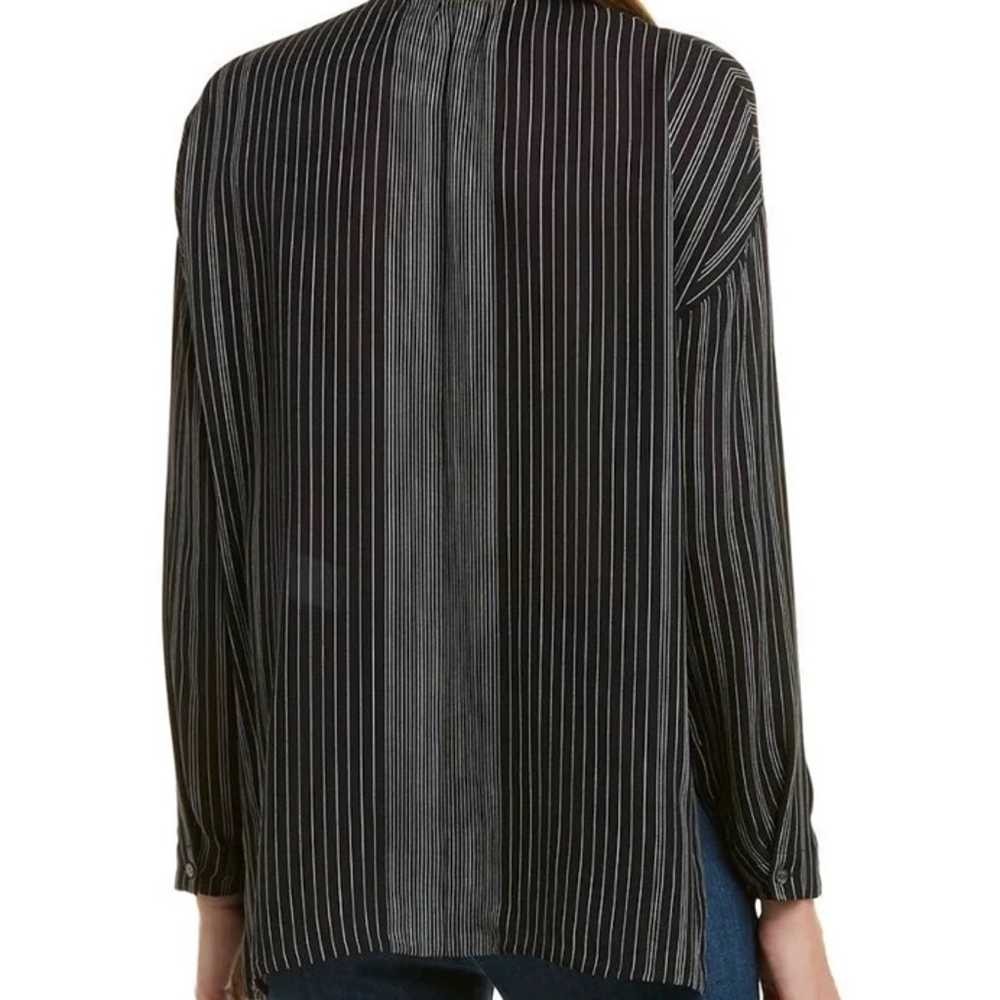 [Vince] Striped Silk Sheer Flowy Blouse- Black an… - image 2