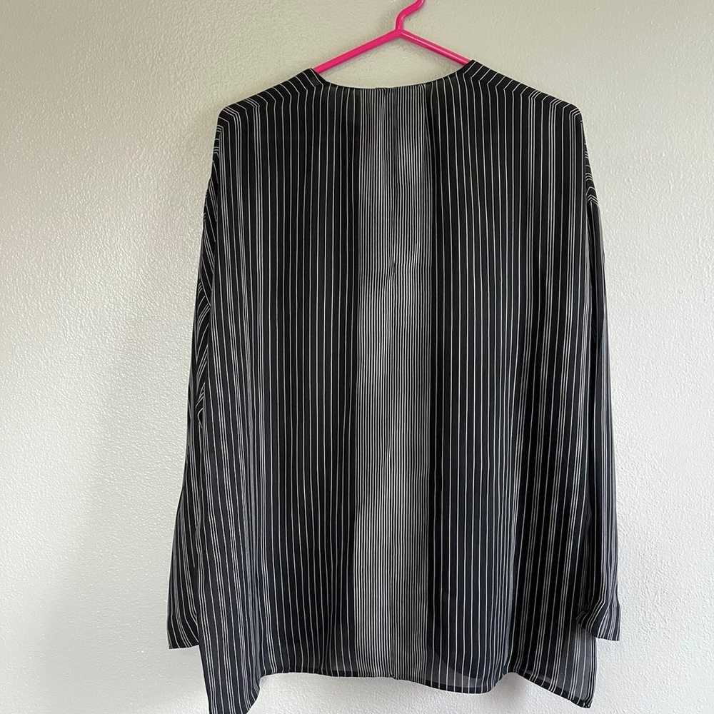 [Vince] Striped Silk Sheer Flowy Blouse- Black an… - image 4