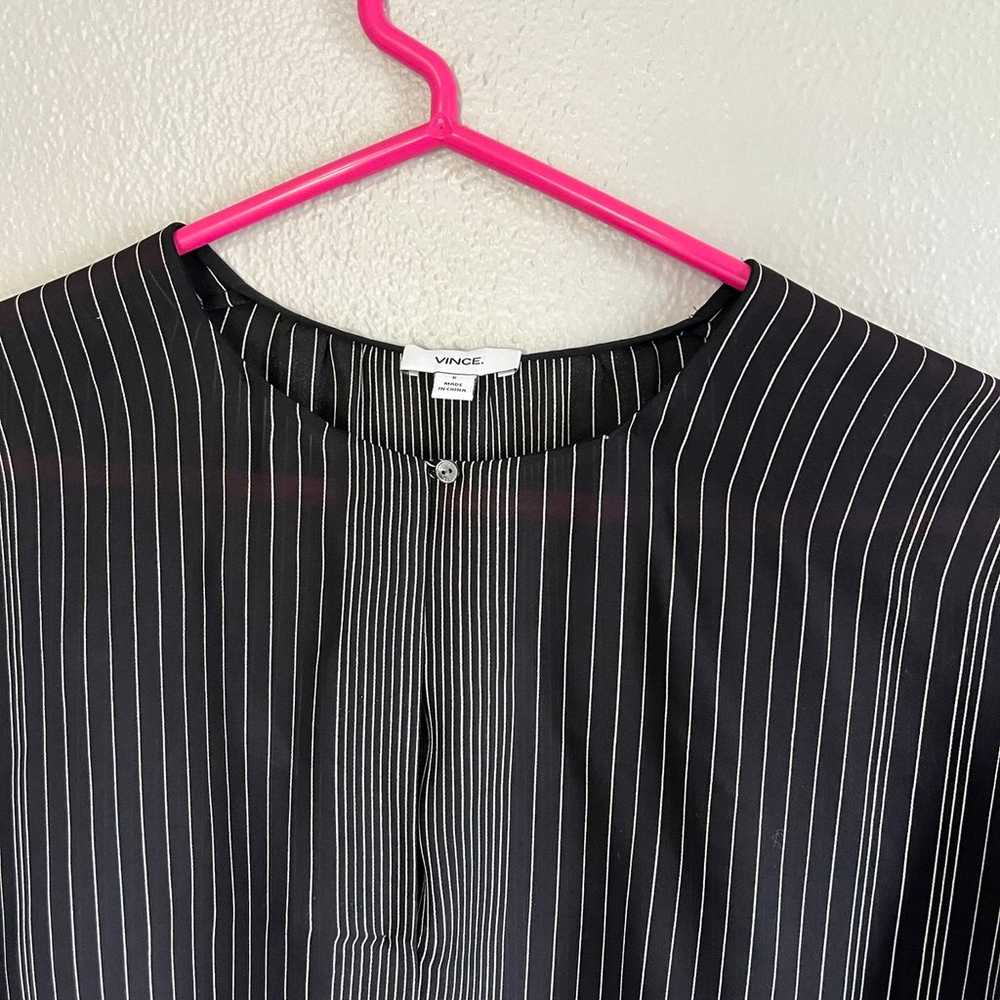 [Vince] Striped Silk Sheer Flowy Blouse- Black an… - image 5