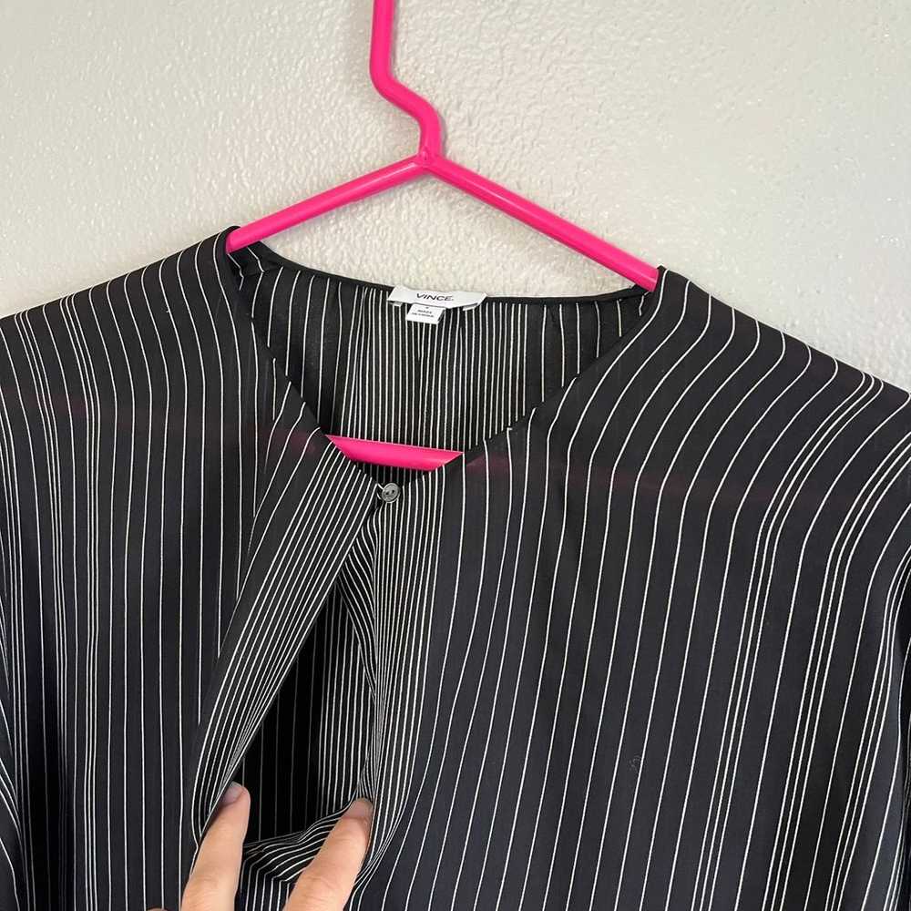 [Vince] Striped Silk Sheer Flowy Blouse- Black an… - image 6