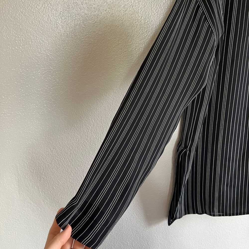 [Vince] Striped Silk Sheer Flowy Blouse- Black an… - image 8
