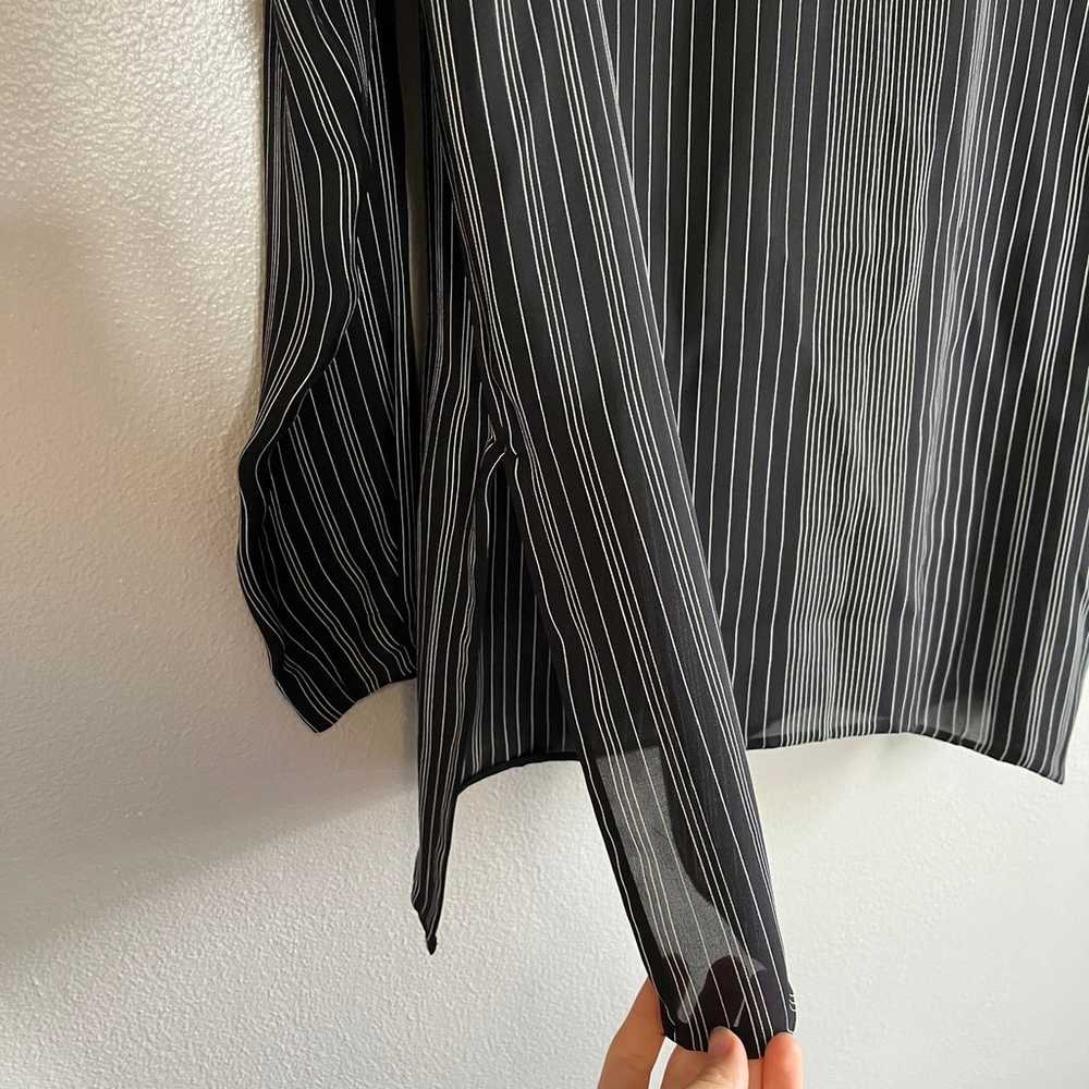[Vince] Striped Silk Sheer Flowy Blouse- Black an… - image 9