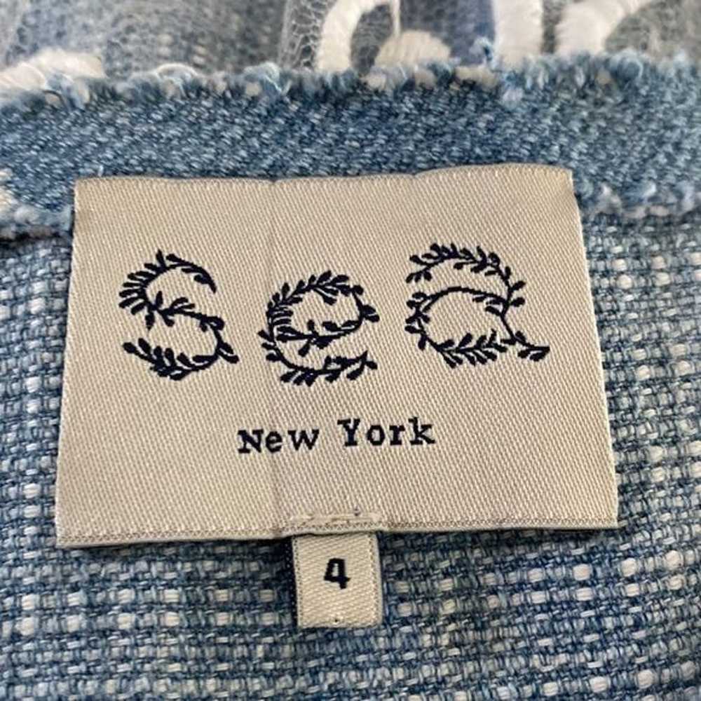 Sea New York Denim Bleach Spattered Top with Lace… - image 3