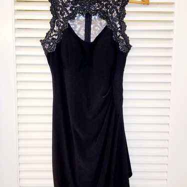 Cache Black Metallic Lace Keyhole Cocktail Dress - image 1