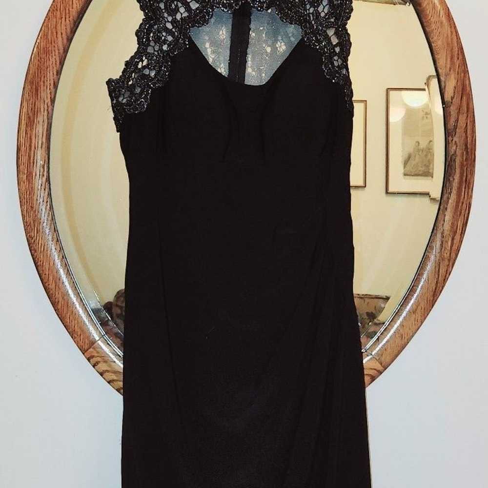 Cache Black Metallic Lace Keyhole Cocktail Dress - image 7