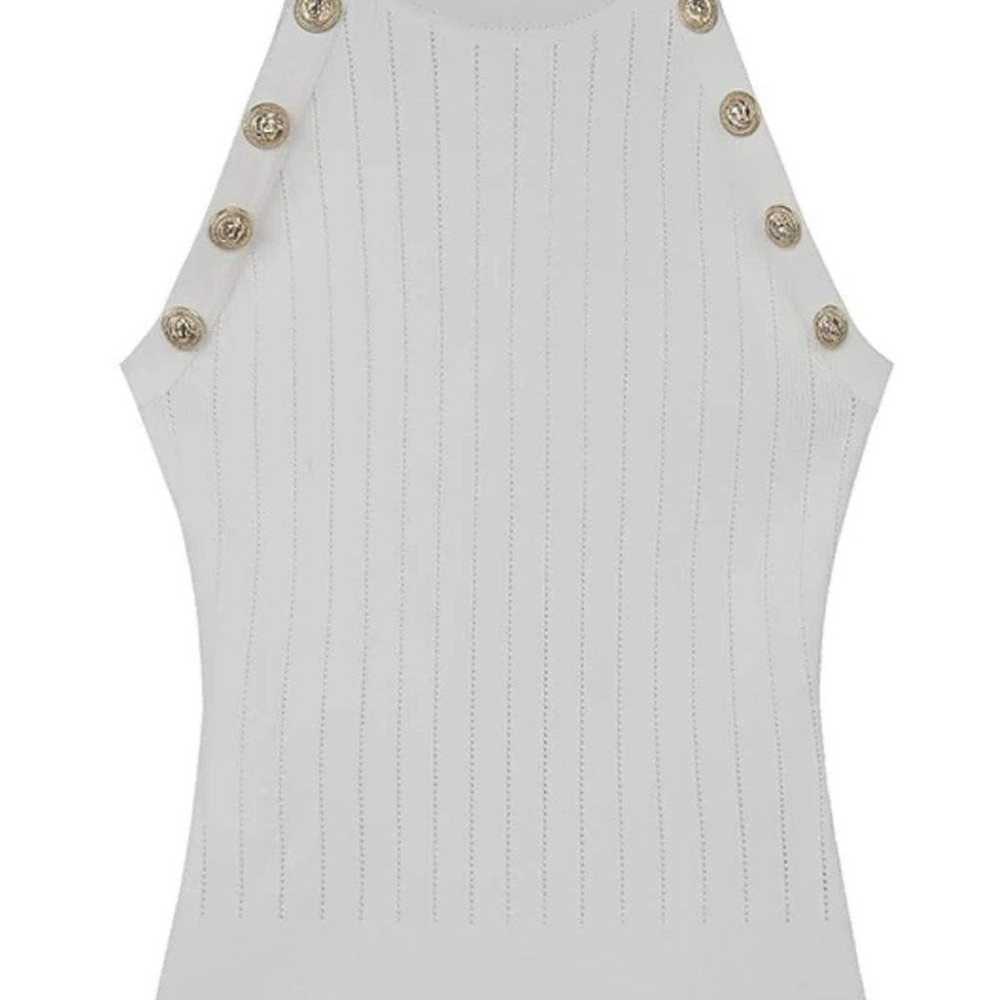 GOLD BUTTON KNIT TANK TOP IN WHITE SMALL - image 6