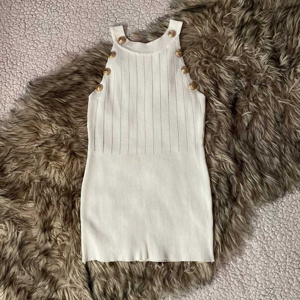 GOLD BUTTON KNIT TANK TOP IN WHITE SMALL - image 8