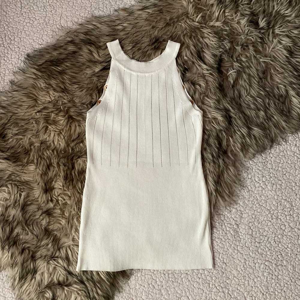 GOLD BUTTON KNIT TANK TOP IN WHITE SMALL - image 9