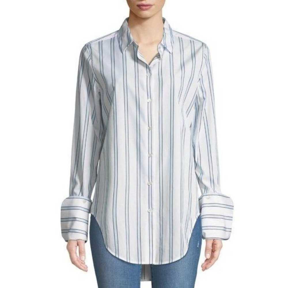 Equipment Essential Button Front Striped Long Sle… - image 3