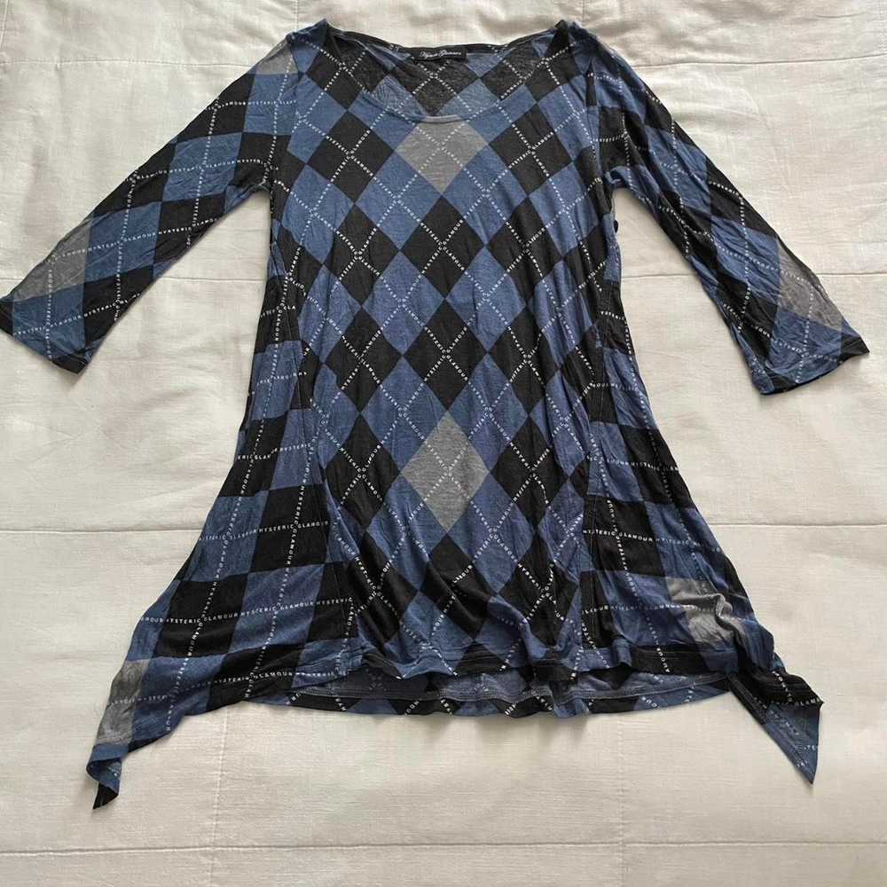 Hysteric Glamour Argyle Print Blue Top - image 1