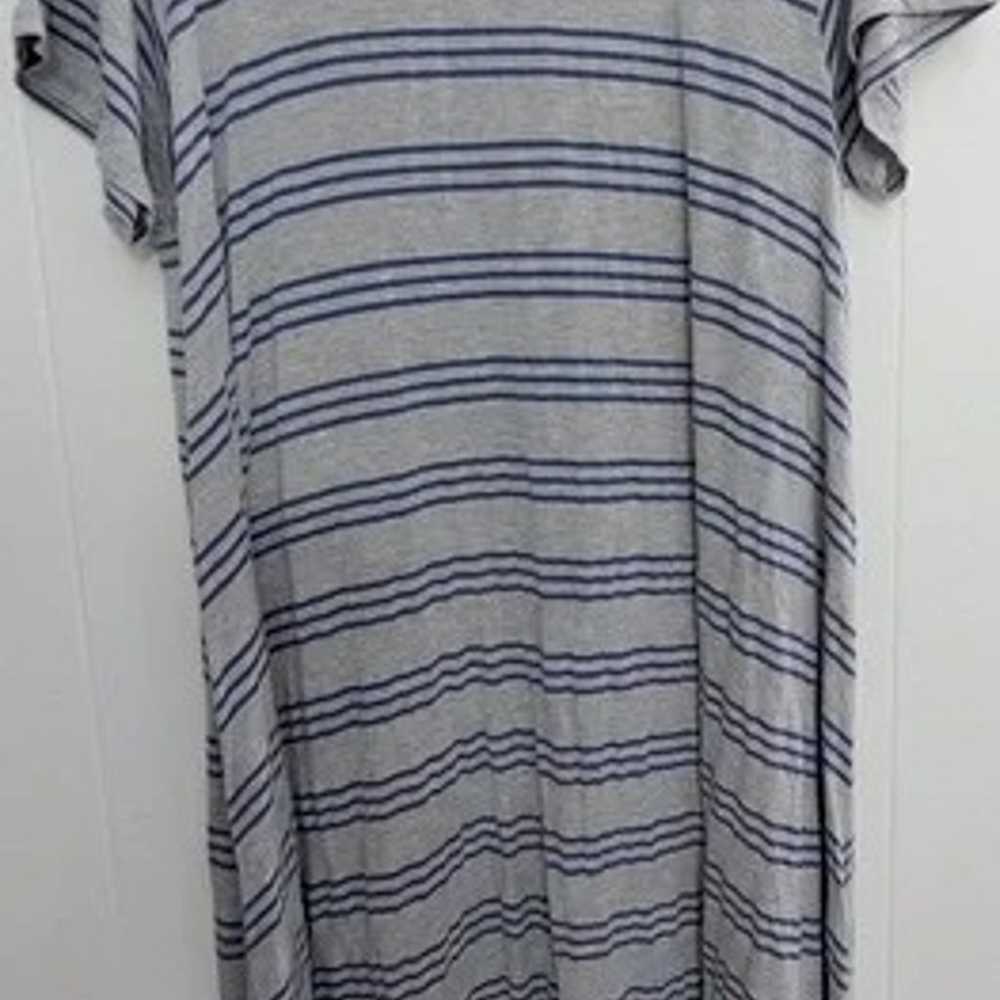 Womens Plus Size 2XL 2X Gray Blue Striped Pocket … - image 2