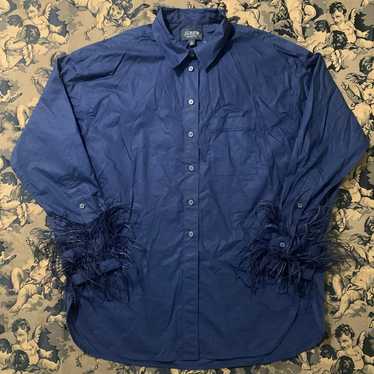 J crew navy feather cuff button up - image 1