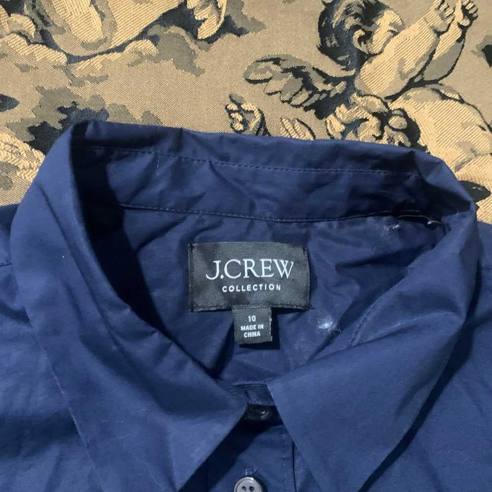 J crew navy feather cuff button up - image 6