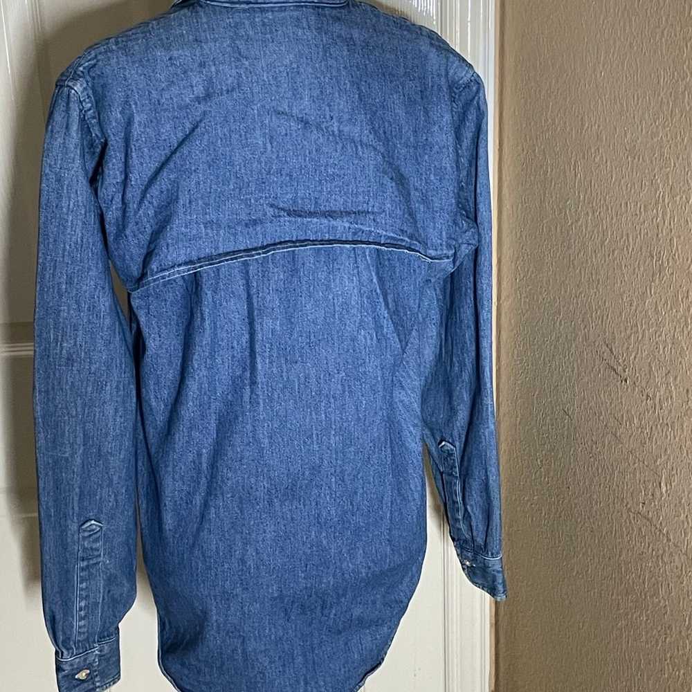 Vintage Polo Ralph Lauren  Denim Shirt/rain Flap … - image 4