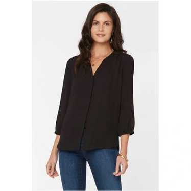 NYDJ Black Pintuck Blouse Top