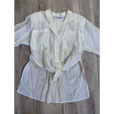 Vintage Escada cream linen blend oversized tunic … - image 1