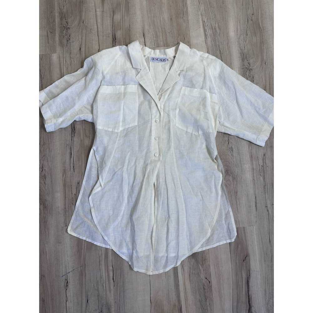 Vintage Escada cream linen blend oversized tunic … - image 3