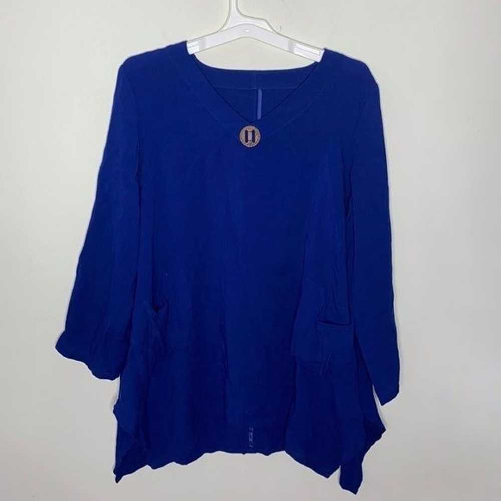 Fridaze Linen Artist Pullover Tunic in royal blue… - image 2