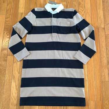 Long Sleeve Polo Striped Dress Tan and Black Size… - image 1