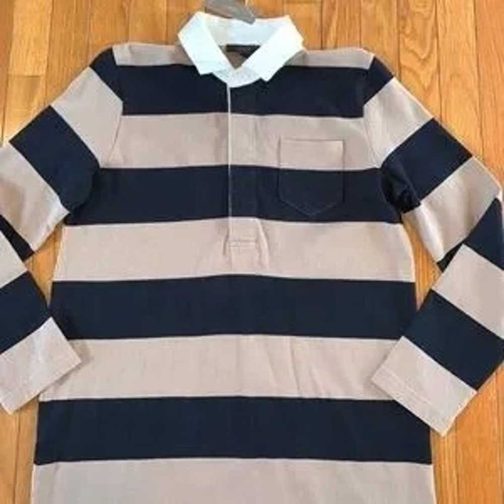 Long Sleeve Polo Striped Dress Tan and Black Size… - image 2