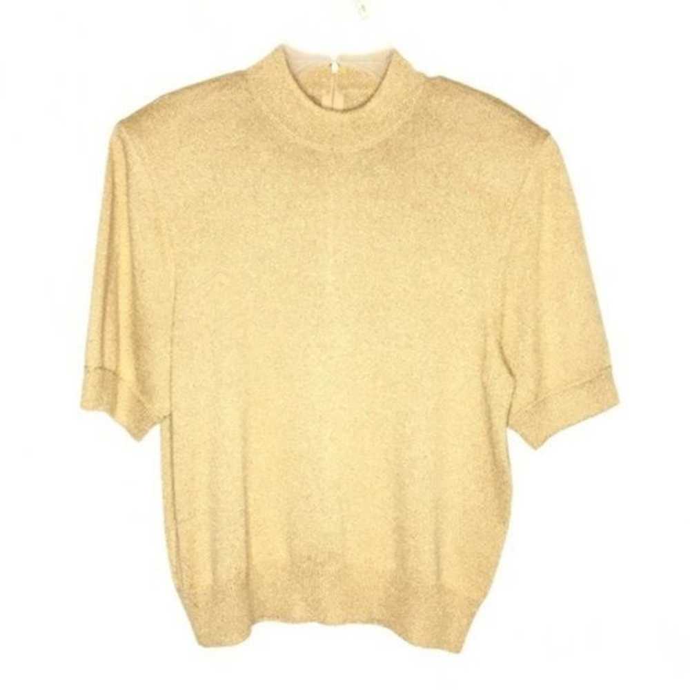 ST JOHN Basics Gold Shimmer SS knit top - image 7