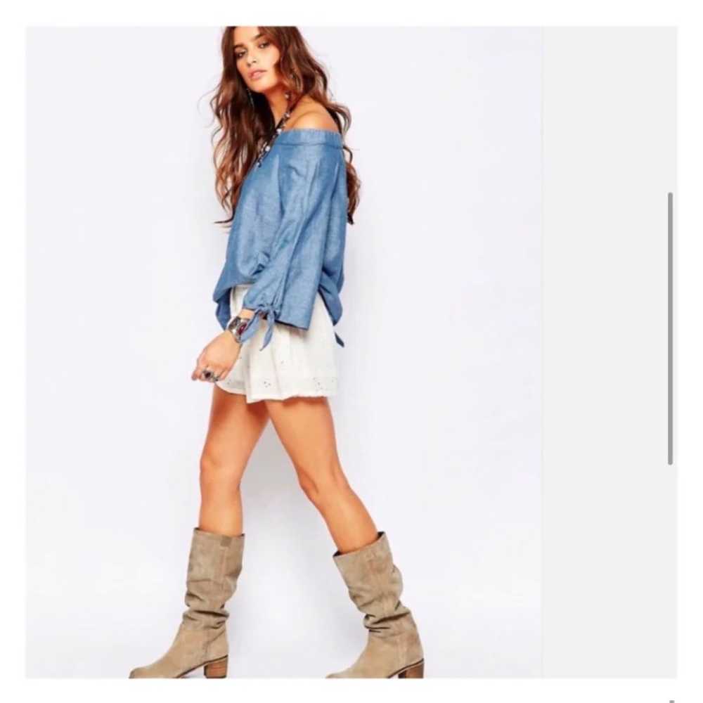 FREE PEOPLE CHAMBRAY TOP LARGE - image 1