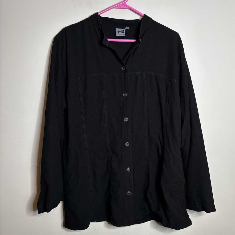 Johnny Was Collection Black 3/4 Sleeve Blouse wit… - image 1