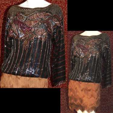 ▪JUDITH ANN CREATIONS INC Sequin blouse S - image 1