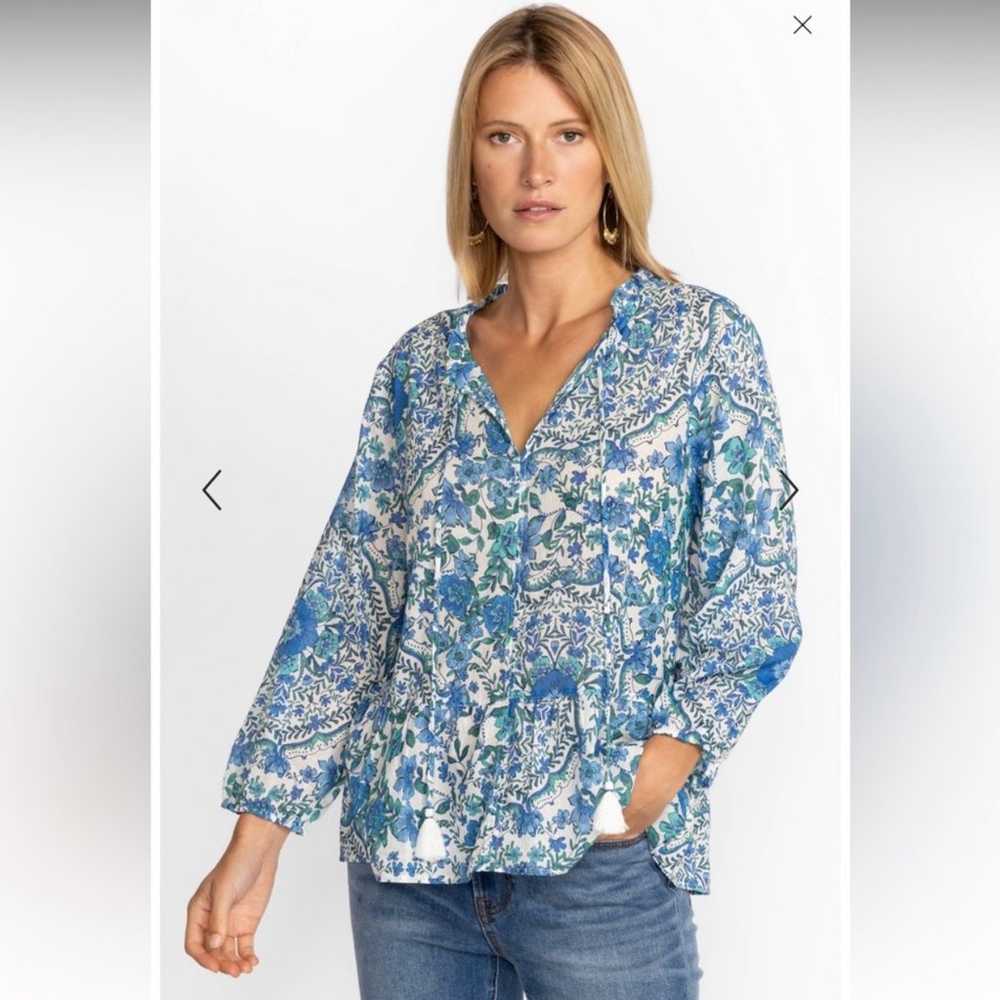 Johnny Was WILLOW BLUE RUFFLED FIELD BLOUSE - image 4