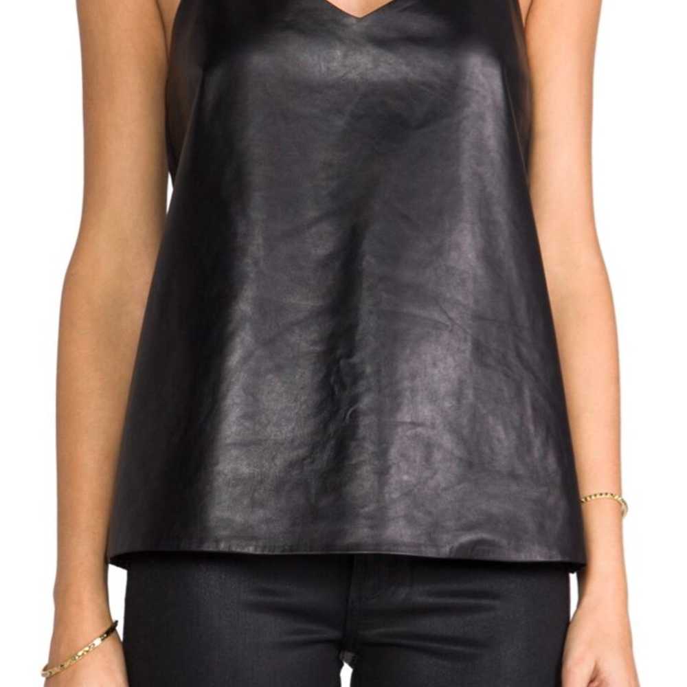 Tibi Leather Front Camisole in Black - image 2