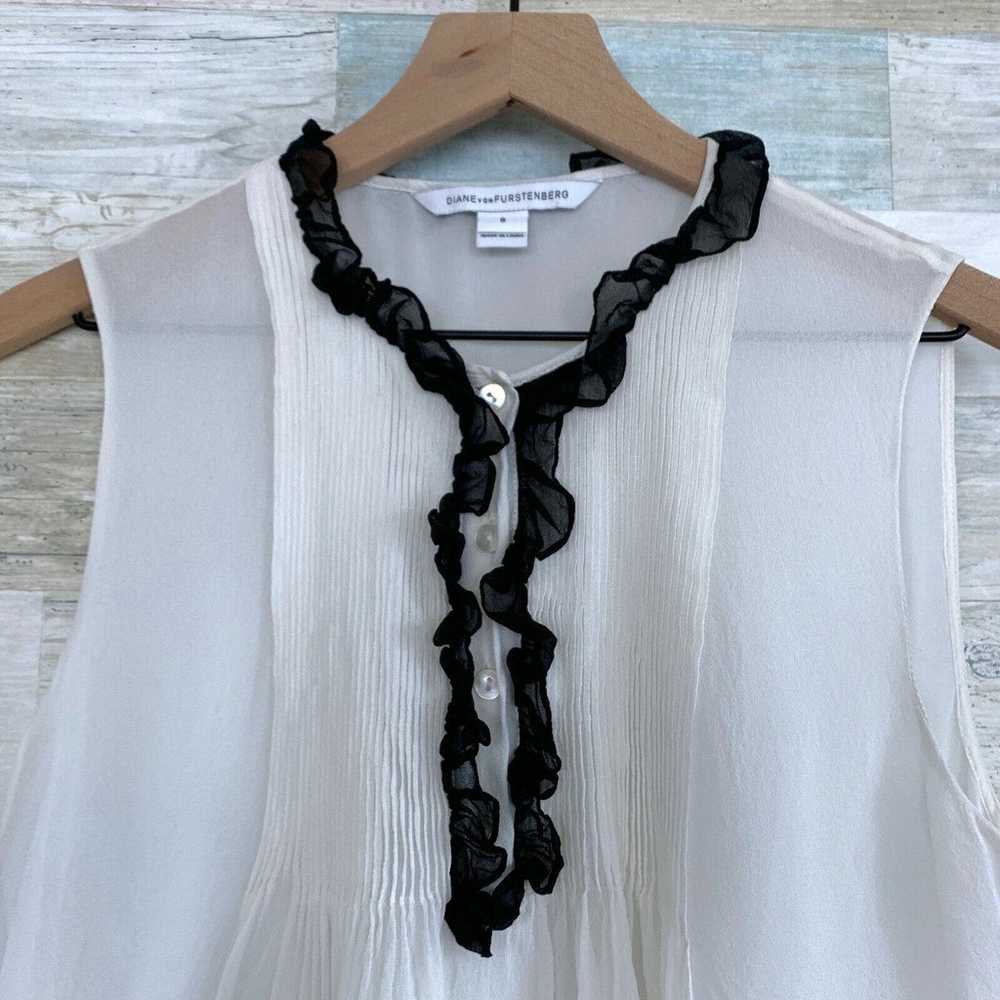 Diane Von Furstenberg Betsy Silk Tuxedo Blouse Bl… - image 3
