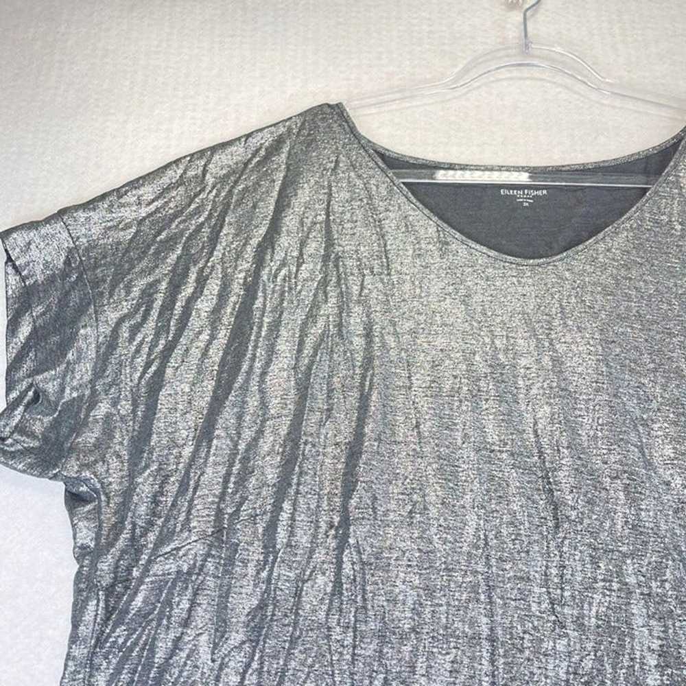 NWOT EILEEN FISHER Womens 2X Plue Linen Metallic … - image 2