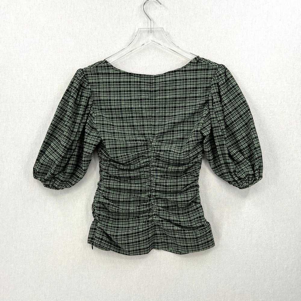 GANNI Shirt Womens XS 32 Green Black Mini Check G… - image 4
