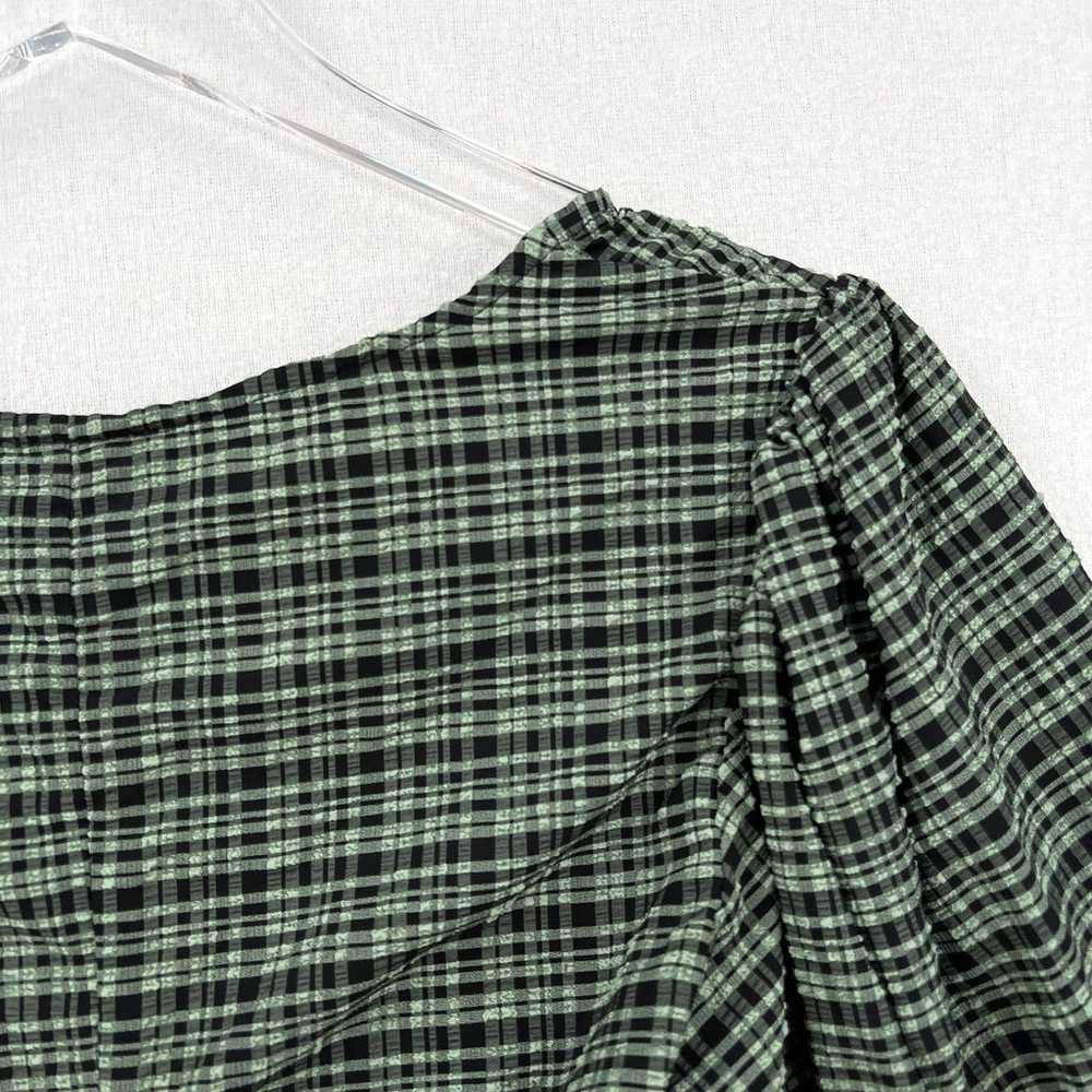 GANNI Shirt Womens XS 32 Green Black Mini Check G… - image 5