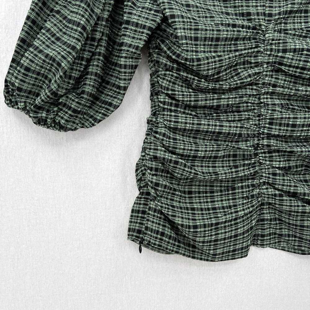 GANNI Shirt Womens XS 32 Green Black Mini Check G… - image 6