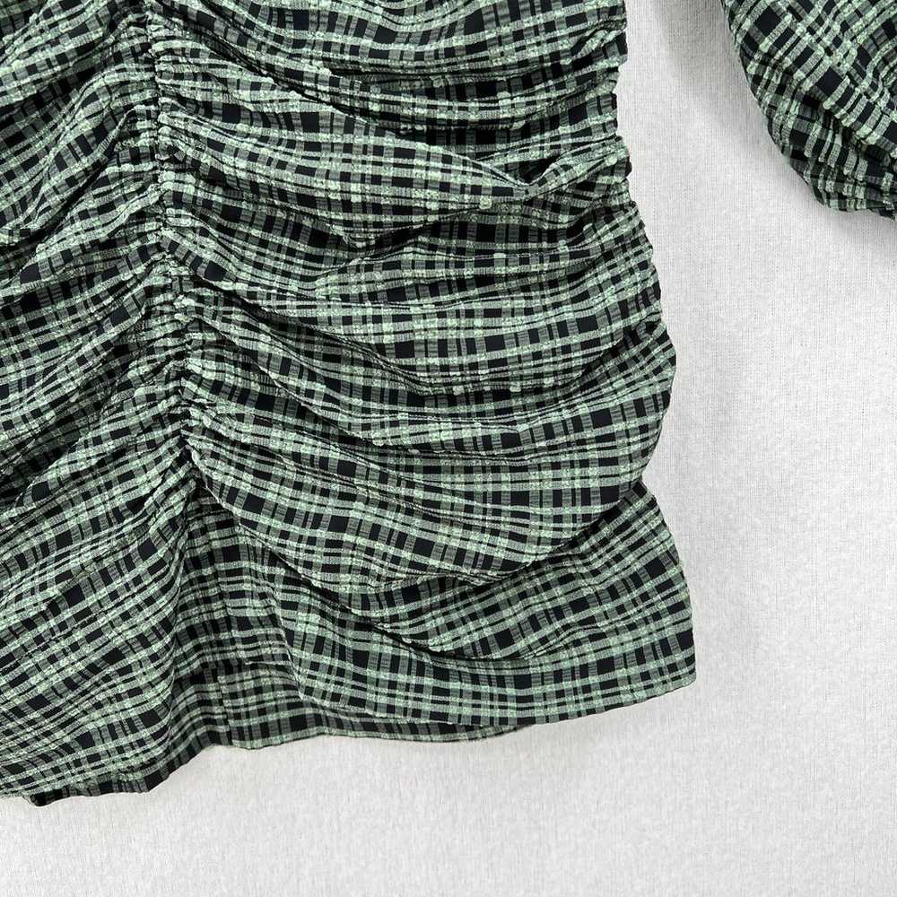 GANNI Shirt Womens XS 32 Green Black Mini Check G… - image 8