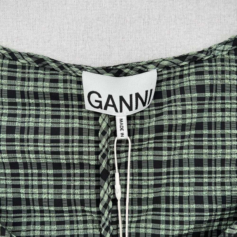 GANNI Shirt Womens XS 32 Green Black Mini Check G… - image 9