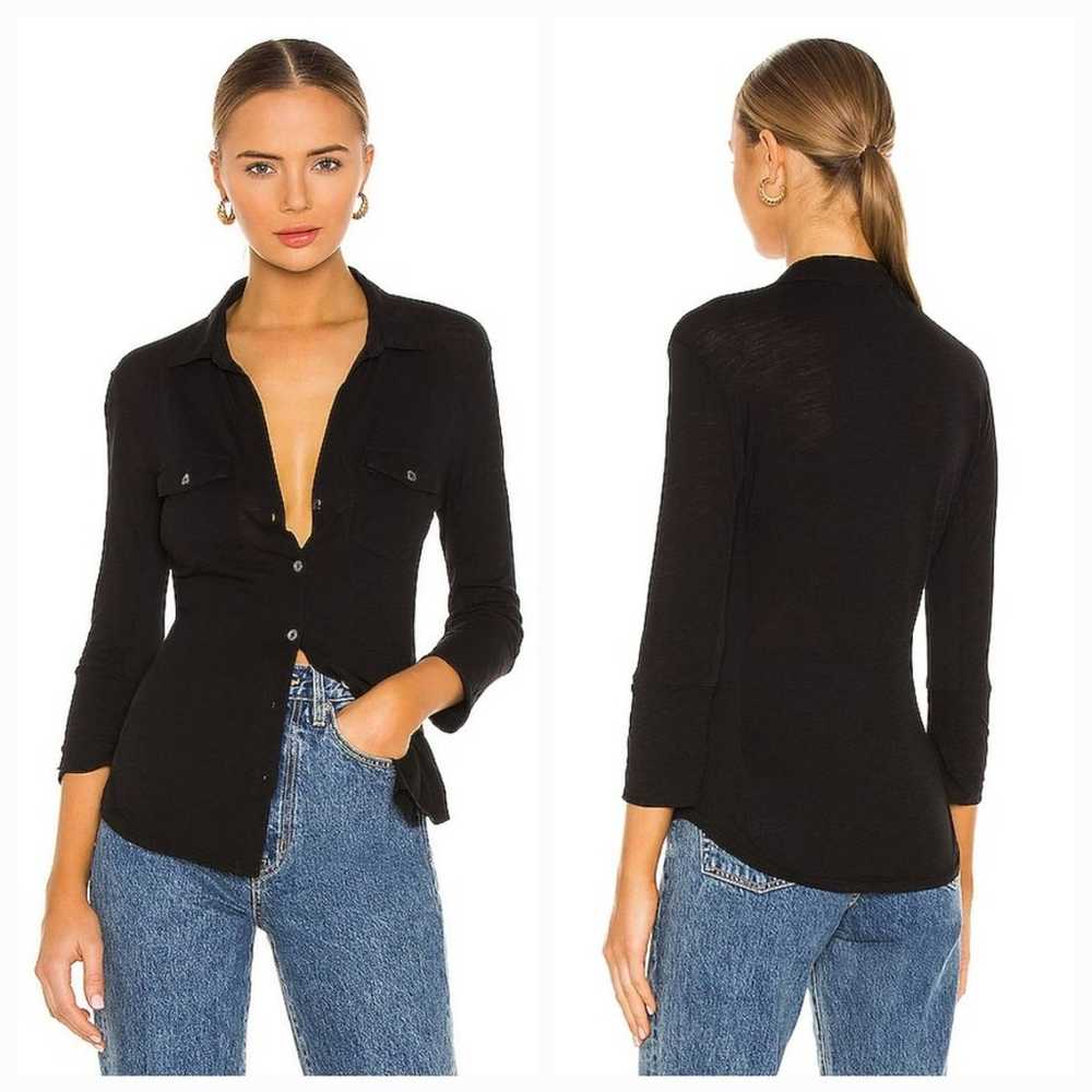 James Perse Contrast Panel Shirt in Black Size 2 - image 1