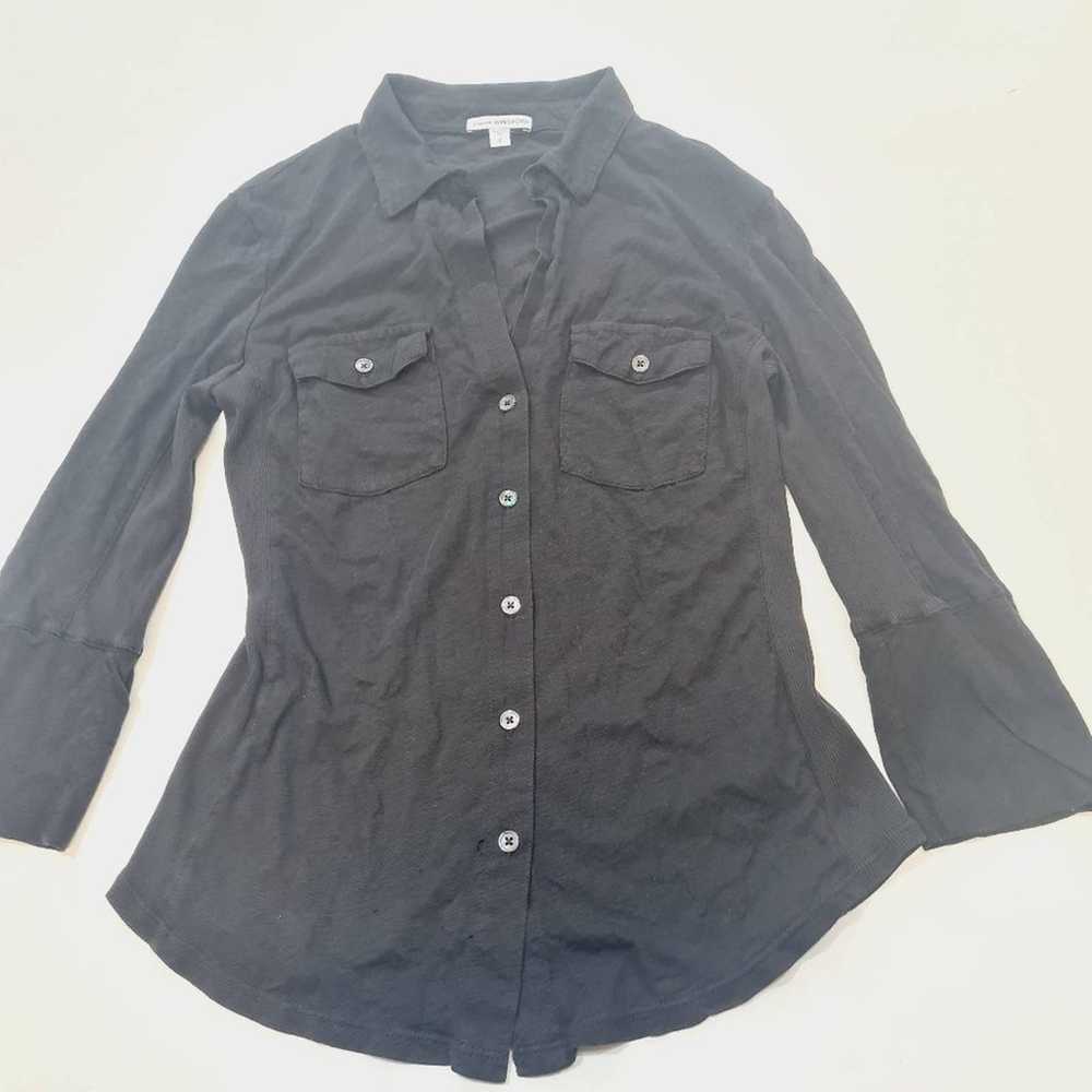 James Perse Contrast Panel Shirt in Black Size 2 - image 2