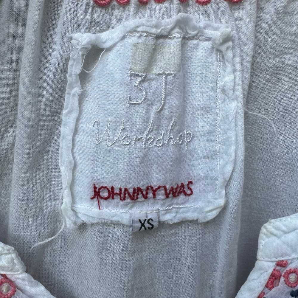 Johnny Was workshop white cotton embroidered boho… - image 2