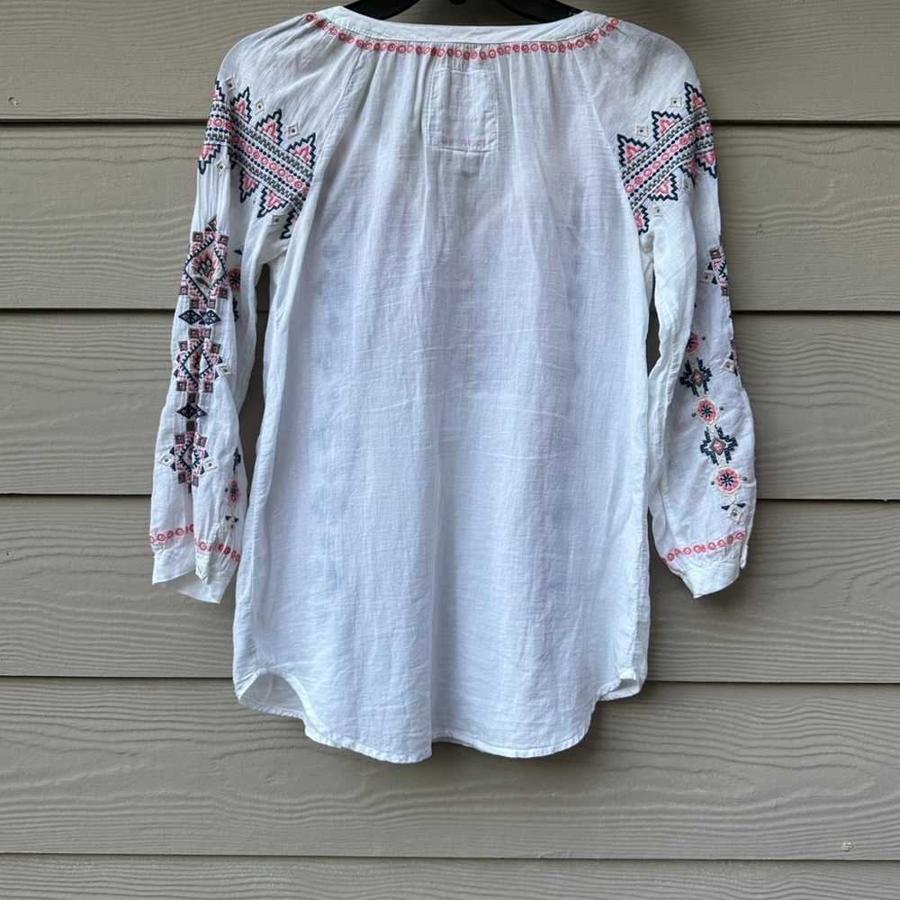 Johnny Was workshop white cotton embroidered boho… - image 9