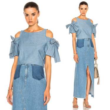 SEA NEW YORK Chambray Cold Shoulder Top