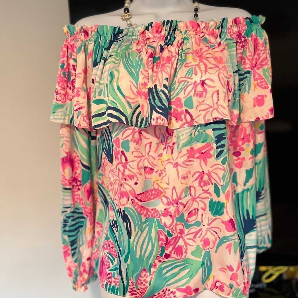 Lilly Pulitzer  off the shoulder  floral  blouse … - image 10