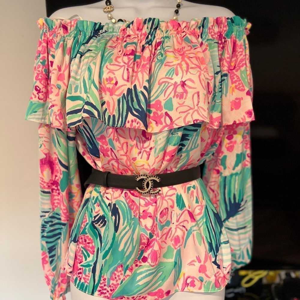 Lilly Pulitzer  off the shoulder  floral  blouse … - image 12