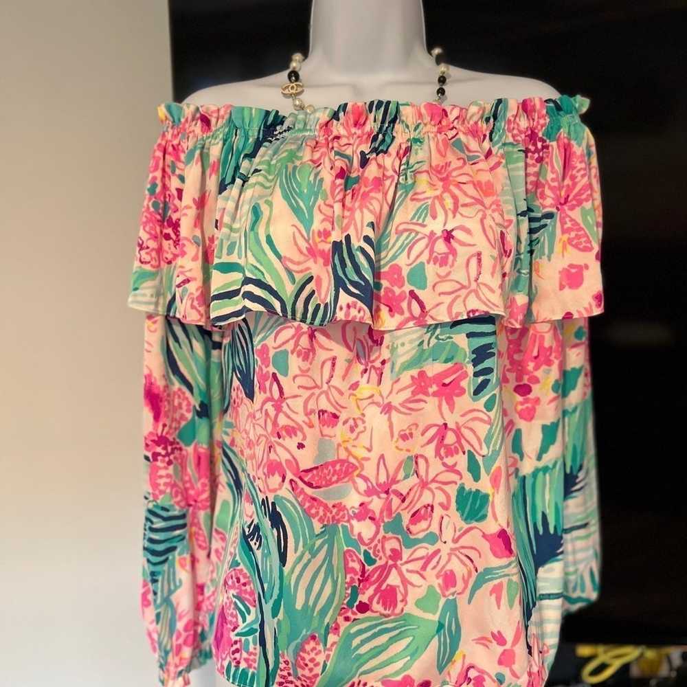 Lilly Pulitzer  off the shoulder  floral  blouse … - image 1