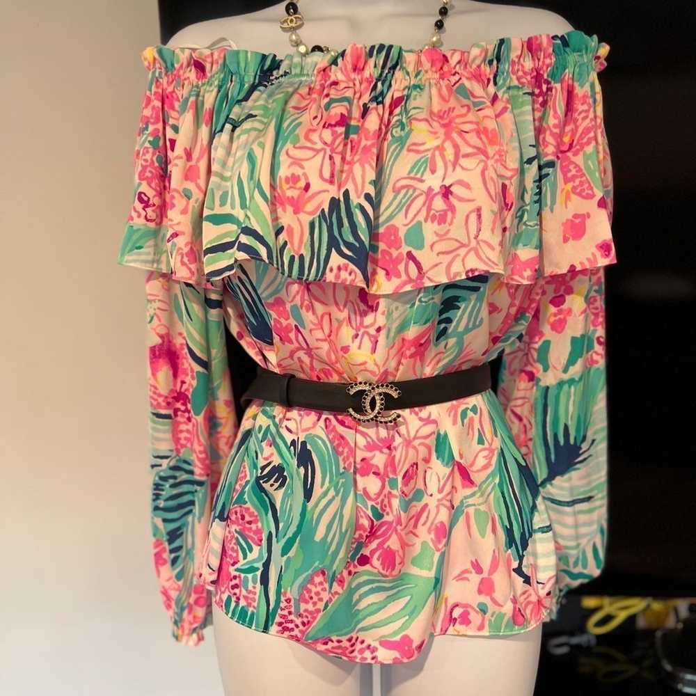 Lilly Pulitzer  off the shoulder  floral  blouse … - image 2