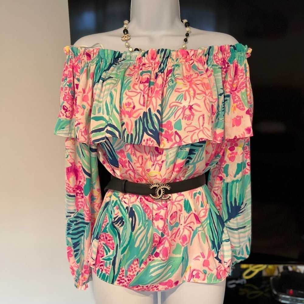 Lilly Pulitzer  off the shoulder  floral  blouse … - image 3