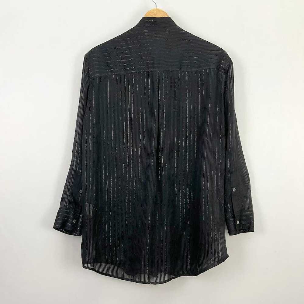 IRO Knox Metallic Stripe Silk Blouse/ Tunic, Blac… - image 6
