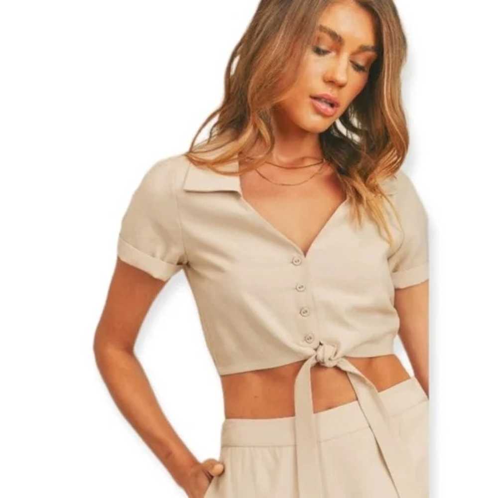 the Label Gwyneth Tie Front Crop Top - image 1